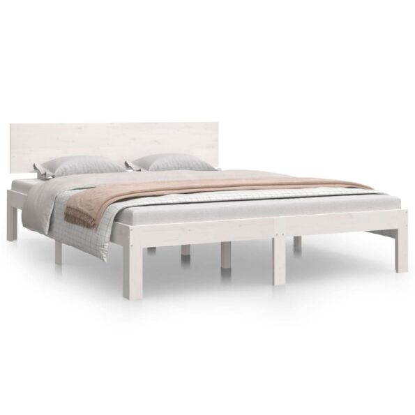 vidaXL Posteľný rám biely borovicový masív 140x190 cm – Obrázok 2