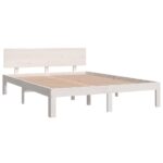 vidaXL Posteľný rám biely borovicový masív 140x190 cm – Obrázok 3