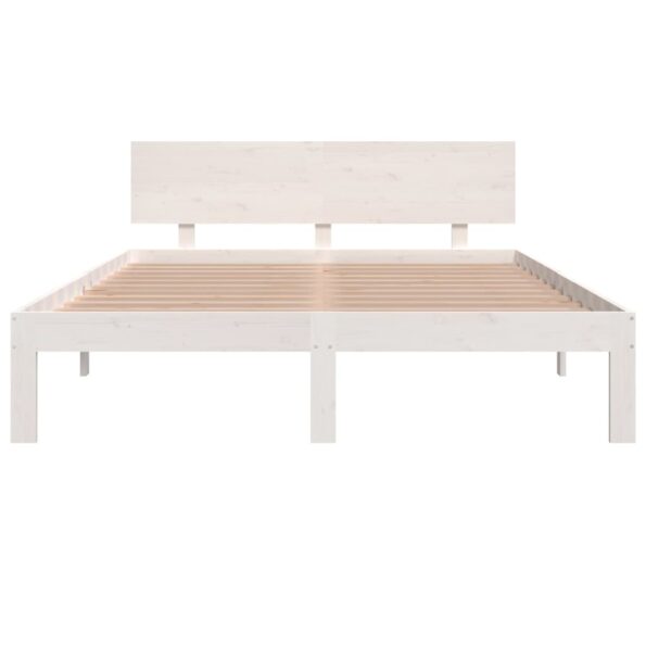 vidaXL Posteľný rám biely borovicový masív 140x190 cm – Obrázok 4
