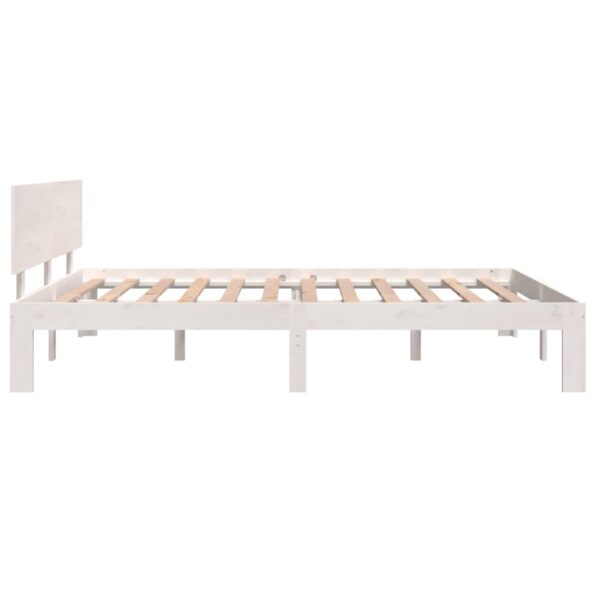 vidaXL Posteľný rám biely borovicový masív 140x190 cm – Obrázok 5