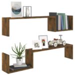 vidaXL Nástené police 2 ks dymový dub 100x15x20 cm spracované drevo – Obrázok 4