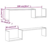 vidaXL Nástené police 2 ks dymový dub 100x15x20 cm spracované drevo – Obrázok 7