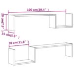 vidaXL Nástené police 2 ks dymový dub 100x15x20 cm spracované drevo – Obrázok 8