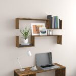 vidaXL Nástené police 2 ks dymový dub 100x15x20 cm spracované drevo