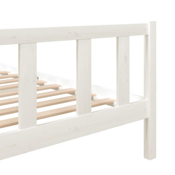 vidaXL Posteľný rám biely masívne drevo 140x190 cm – Obrázok 7