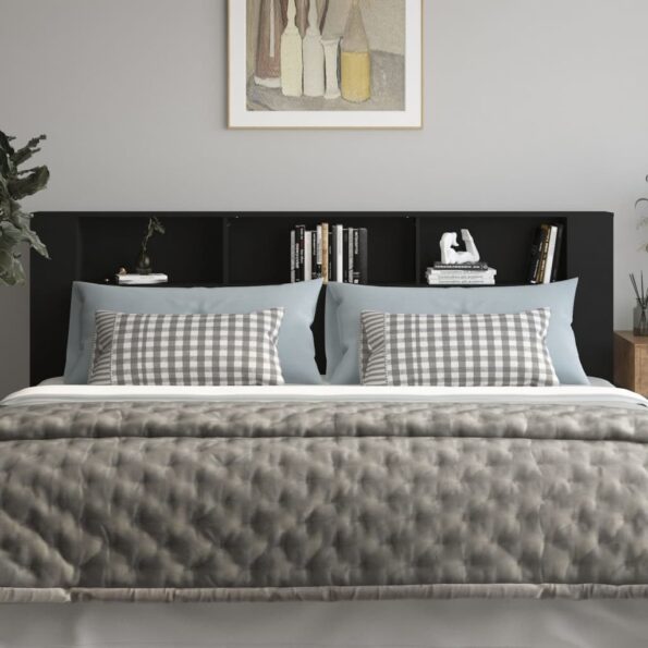 vidaXL Čelo postele so skrinkou čierne 220x18,5x104,5 cm – Obrázok 3