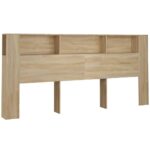 vidaXL Čelo postele so skrinkou dub sonoma 220x18,5x104,5 cm – Obrázok 2
