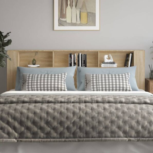 vidaXL Čelo postele so skrinkou dub sonoma 220x18,5x104,5 cm – Obrázok 3