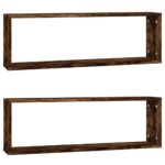 vidaXL Kockové police 2 ks dymový dub 80x15x26,5 cm spracované drevo – Obrázok 2