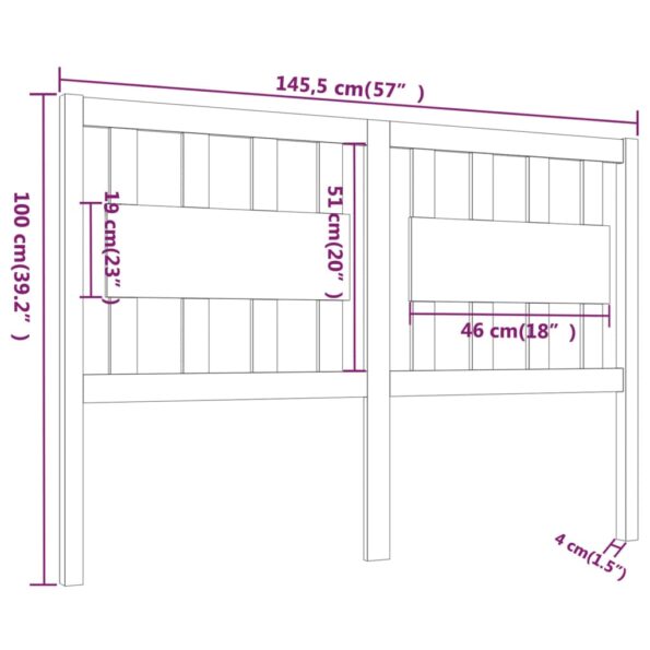 vidaXL Čelo postele biele 145,5x4x100 cm masívna borovica – Obrázok 6