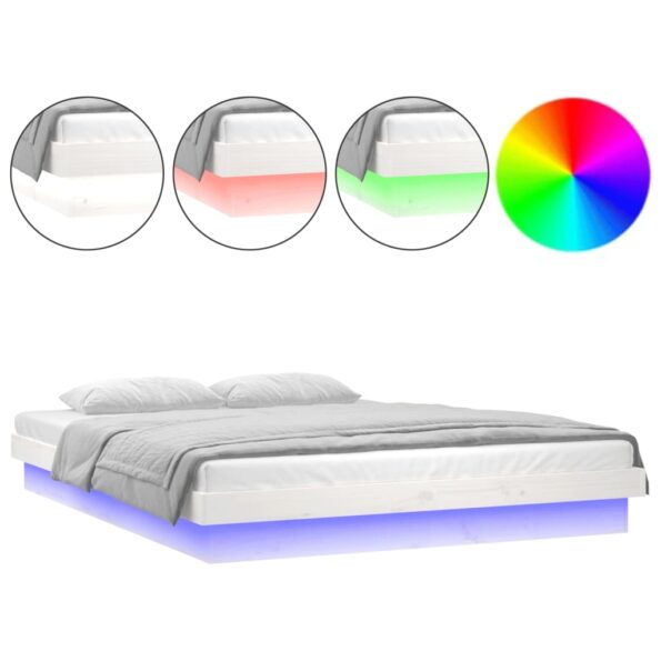 VXL8720287071761_g_en_hd_2.jpg vidaXL Posteľný rám s LED, biely 180x200 cm, Super King, drevený masív – Obrázok 4