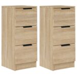 vidaXL Komody 2 ks dub sonoma 30x30x70 cm spracované drevo – Obrázok 2