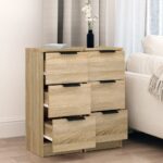 vidaXL Komody 2 ks dub sonoma 30x30x70 cm spracované drevo – Obrázok 3