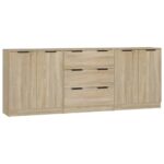 vidaXL 3-dielne komody dub sonoma spracované drevo – Obrázok 2