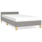 vidaXL Posteľný rám s čelom bledosivý 90x200 cm látka – Obrázok 2