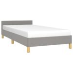 vidaXL Posteľný rám s čelom bledosivý 90x200 cm látka – Obrázok 3