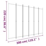 vidaXL 6-panelový paraván biely 300x220 cm látkový – Obrázok 8
