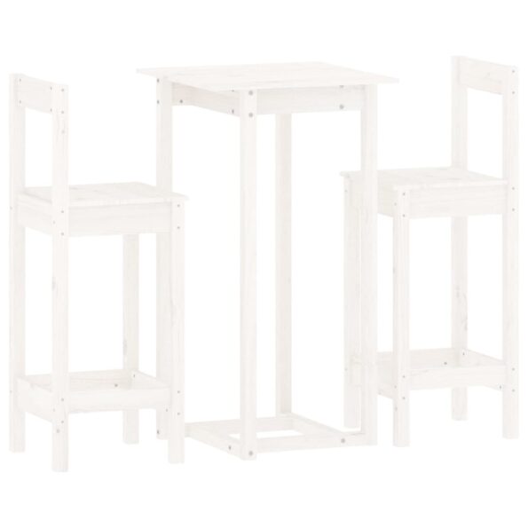 VidaXL 3-dielna barová súprava biela masívna borovica – Obrázok 2