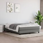 vidaXL Rám na boxspring posteľ tmavosivý látka 100x200 cm