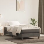 vidaXL Posteľný rám na boxspring tmavosivý 90x190 cm zamat