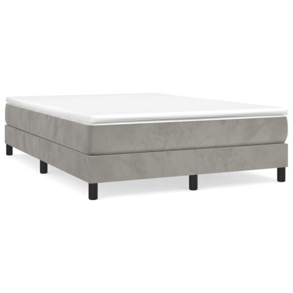 vidaXL Posteľný rám s boxspringom bledosivý 140x190 cm zamat – Obrázok 2
