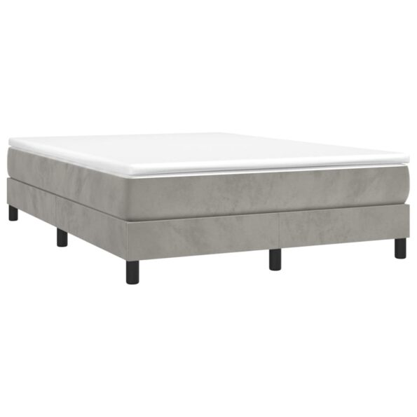 vidaXL Posteľný rám s boxspringom bledosivý 140x190 cm zamat – Obrázok 3