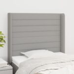 vidaXL Čelo postele so záhybmi bledosivé 93x16x118/128 cm látka