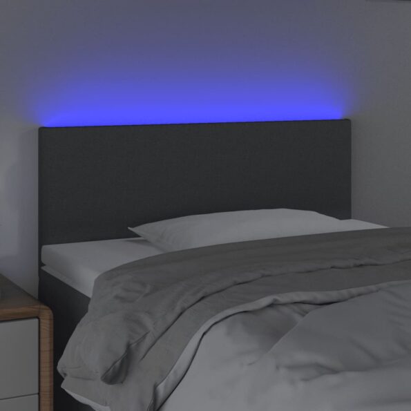 vidaXL Čelo postele s LED tmavosivé 100x5x78/88 cm látka – Obrázok 3