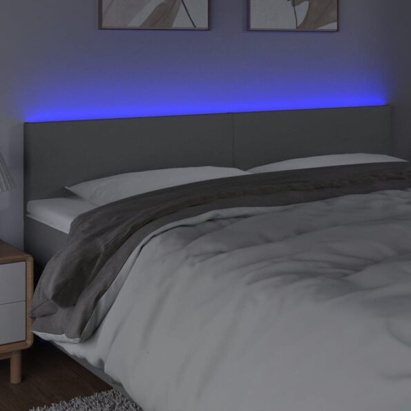 vidaXL Čelo postele s LED bledosivé 180x5x78/88 cm látka – Obrázok 3
