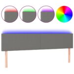 vidaXL Čelo postele s LED tmavosivé 180x5x78/88 cm látka – Obrázok 2