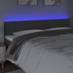 vidaXL Čelo postele s LED tmavosivé 180x5x78/88 cm látka – Obrázok 3