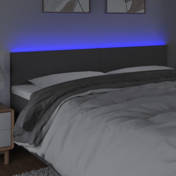 vidaXL Čelo postele s LED tmavosivé 180x5x78/88 cm látka – Obrázok 3