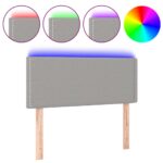 vidaXL Čelo postele s LED bledosivé 90x5x78/88 cm látka – Obrázok 2