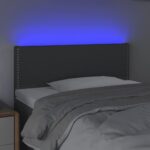 vidaXL Čelo postele s LED tmavosivé 90x5x78/88 cm látka – Obrázok 3