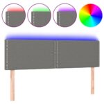 vidaXL Čelo postele s LED tmavosivé 144x5x78/88 cm látka – Obrázok 2