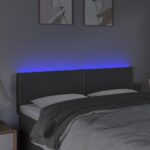 vidaXL Čelo postele s LED tmavosivé 144x5x78/88 cm látka – Obrázok 3