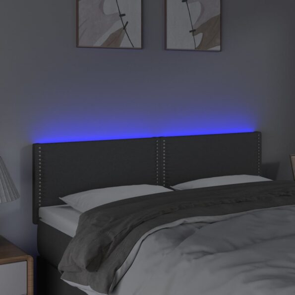 VXL8720287281153_g_en_hd_1.jpg vidaXL Čelo postele s LED tmavosivé 144x5x78/88 cm látka – Obrázok 3
