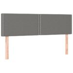 vidaXL Čelo postele s LED tmavosivé 144x5x78/88 cm látka – Obrázok 4