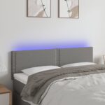 vidaXL Čelo postele s LED tmavosivé 144x5x78/88 cm látka