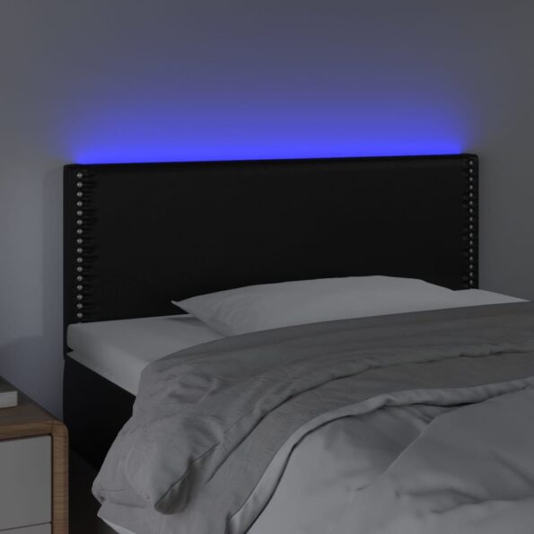 vidaXL Čelo postele s LED čierne 100x5x78/88 cm umelá koža – Obrázok 3