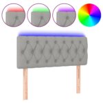 vidaXL Čelo postele s LED bledosivé 90x7x78/88 cm látka – Obrázok 2