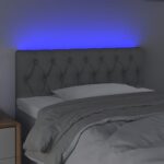 vidaXL Čelo postele s LED bledosivé 90x7x78/88 cm látka – Obrázok 3