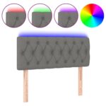 vidaXL Čelo postele s LED tmavosivé 100x7x78/88 cm látka – Obrázok 2