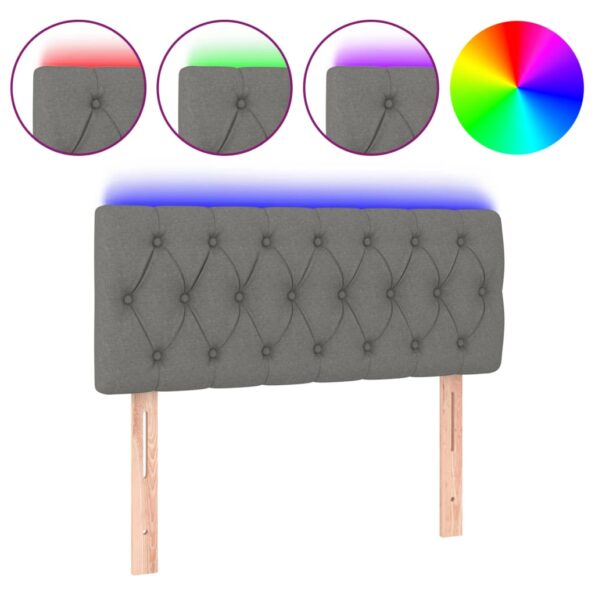 VXL8720287285830_a_en_hd_1.jpg vidaXL Čelo postele s LED tmavosivé 100x7x78/88 cm látka – Obrázok 2