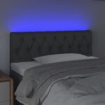 vidaXL Čelo postele s LED tmavosivé 100x7x78/88 cm látka – Obrázok 3