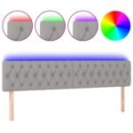 vidaXL Čelo postele s LED bledosivé 180x7x78/88 cm látka – Obrázok 2