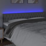 vidaXL Čelo postele s LED bledosivé 180x7x78/88 cm látka – Obrázok 3