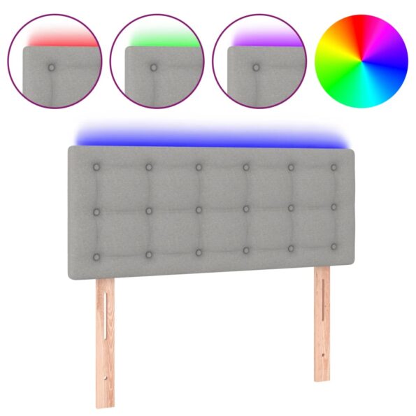 vidaXL Čelo postele s LED bledosivé 90x5x78/88 cm látka – Obrázok 2