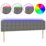 vidaXL Čelo postele s LED tmavosivé 200x5x78/88 cm látka – Obrázok 2