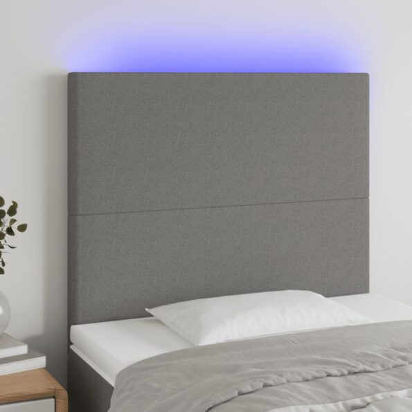 VXL8720287287711_m_en_hd_1.jpg vidaXL Čelo postele s LED tmavosivé 90x5x118/128 cm látka – Obrázok 1